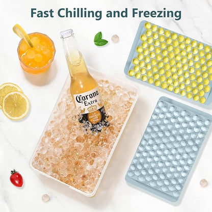 WIBIMEN Mini Ice Cube Trays, Small Tiny Round Pebble Crushed Nugget Ice Trays for Freezer with Lid - Chilling Drinks Coffee Juice(4 Pack/0.55In - Blue) - Image 3