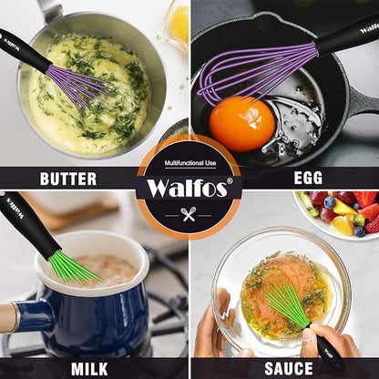 Walfos Mini Silicone Whisk, 5-7Inch, Heat Resistant (480F), Purple & Green - Image 4