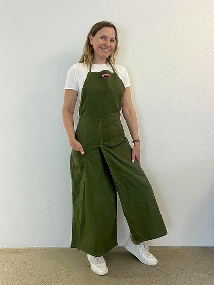 OLIVE GREEN, the original split apron for potters, chefs and gardeners