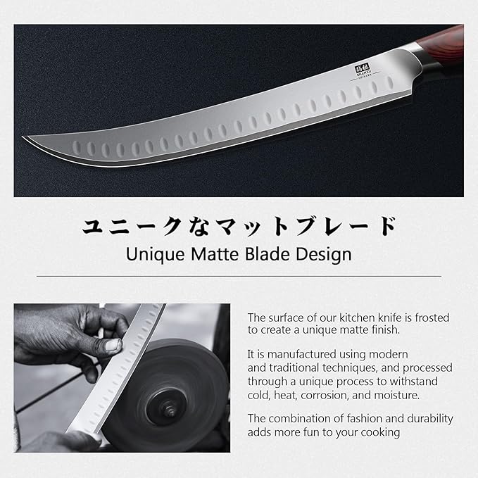 SHAN ZU Brisket Slicing Knife, 11.6 Inch Carving Knife Japanese High Carbon 10Cr15Mov Stainless Steel, Professional Ultra Sharp Meat Cutting and BBQ knife with Ergonomic Pakkawood Handle - Image 6