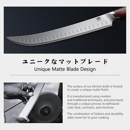 SHAN ZU Brisket Slicing Knife, 11.6 Inch Carving Knife Japanese High Carbon 10Cr15Mov Stainless Steel, Professional Ultra Sharp Meat Cutting and BBQ knife with Ergonomic Pakkawood Handle - Image 6
