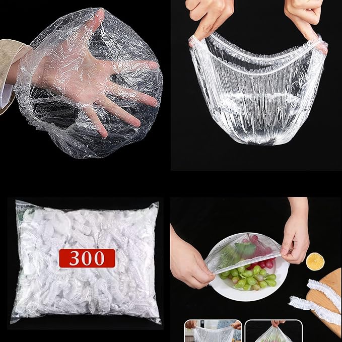 300 Pcs Reusable Elastic Food Covers –Stretchable Bowl & Plate Covers for Bread Proofing Food Storage Picnics. BPA Free, Dishwasher Safe, Universal Fit Clear Adjustable Bread Fermentation Basket Cover - Image 3