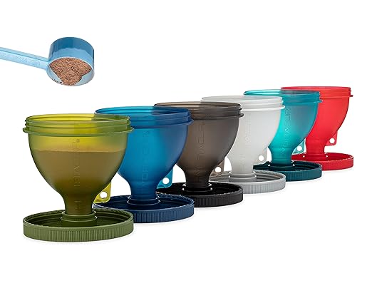 Protein Powder Funnel [6 Pack] Funnels for Water Bottles with Stand, Protein Powder Container to Go, Water Bottle Funnel for Powder, Pre Workout Funnel, BPA Free, Hydra Cup - Image 3