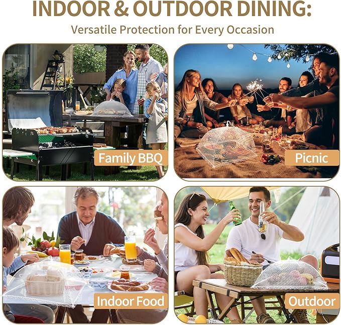 NEPAK 6 Large and Tall Food Covers, 17"x17" Food Tents Food Covers for Outdoors,Pop-up Mesh Food Covers Nets for Outside,Screen Tents,Parties Picnics, BBQ,Reusable and Collapsible - Image 6