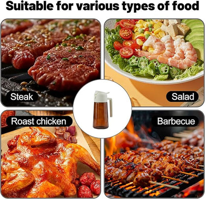 2 In 1 Oil Dispenser And Oil Sprayer, 16 Oz/470 Ml Oil Dispenser For Kitchen Spray, With Fine Mist Nozzle, Suitable For Cooking, Air Fryer, Salad, Grilling (white-2)