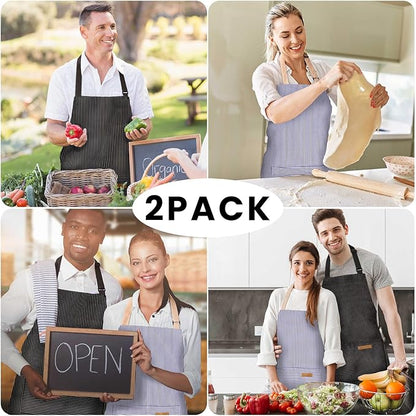 BeLuyi 2 Pack Adjustable Bib Apron with 2 Pockets Chef Cooking Kitchen Restaurant Aprons for Women Men - Image 7