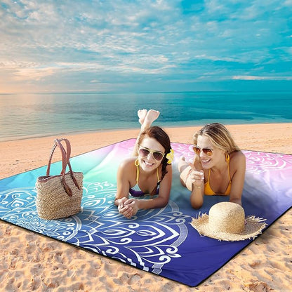 HIHOHO Beach Blanket Waterproof Sandproof Extra Large Beach Mat 79" X 83"/120"x108"for 1-8 Adults Quick Drying Durable Outdoor Picnic Mat for Beach Travel Camping Hiking