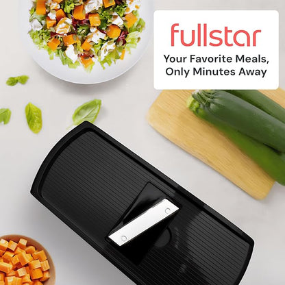 Fullstar Premium Vegetable Chopper and Mandoline Slicer - Food Chopper and Spiralizer with Container, Julienne Slicer, Fruit Slicer, Veggie Cutter, Kitchen Gadgets & Gift for Mom (14 in 1, Steel)
