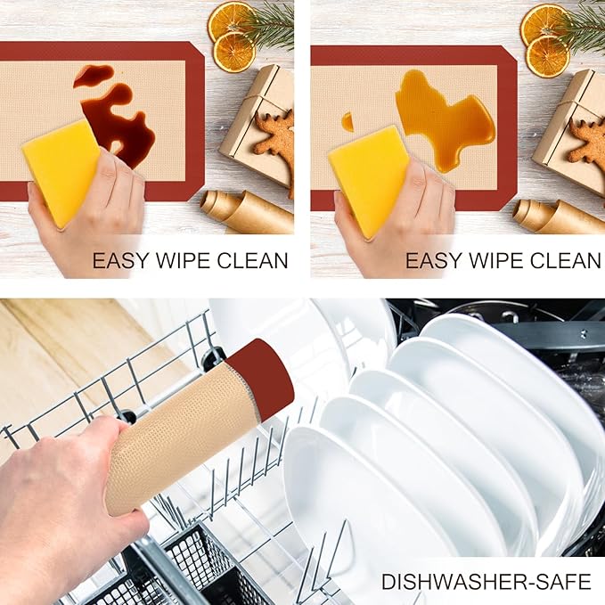 Silicone Baking Mat, 3 Pack Reusable Baking Mat, Non-Stick, Food Safe Silicone Mats for Baking, Oven Baking Sheet for Making Cookies, Macaroons, Bread - Image 6