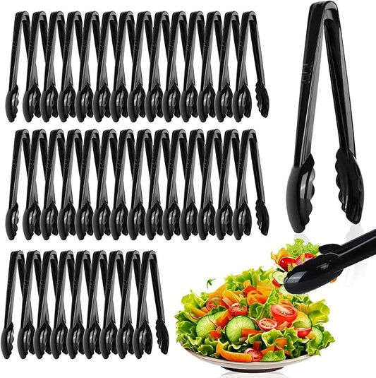 Mwellewm 40 Pcs Plastic Tongs for Serving Bulk 9 Inch Serving Disposable Tongs, Plastic Serving Utensils, Heavy Duty Salad Tongs for Kitchen Buffets BBQ Events Catering by Mwellewm