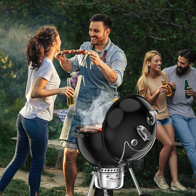 Charkettle Grill Lid Holder Compatible with 18/22/26 Inch Charcoal Kettle Grills - Stainless Steel Tool-Free Slide a Side Lid Prop