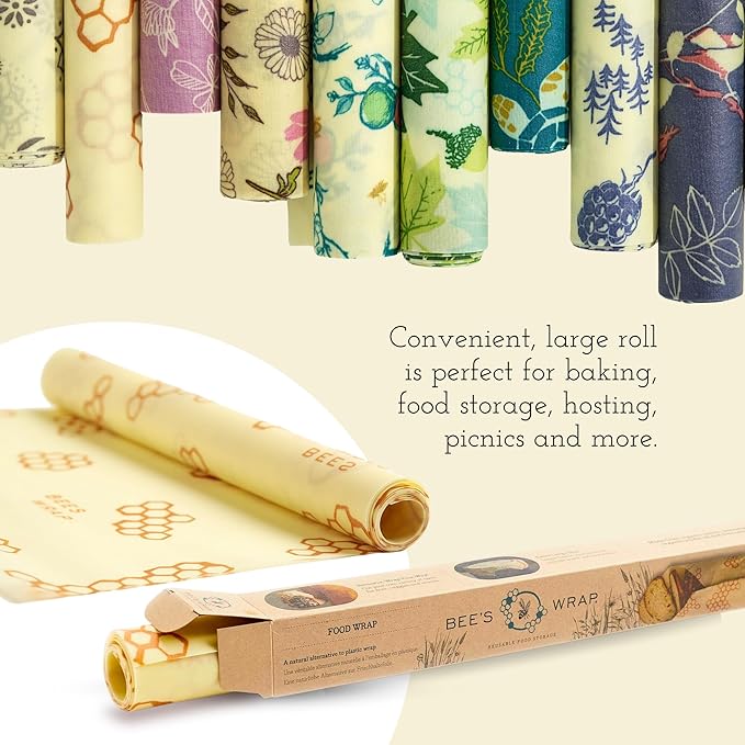 Bee's Wrap Beeswax Wraps for Food - Cut to Size 14x52" Beeswax Wrap Roll - Plastic Free Made in USA Reusable Natural Food Wrap - Botanical - Image 6