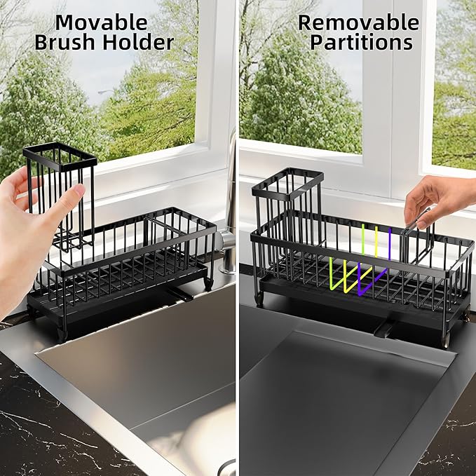 Moforoco Extra Large Sponge Holder for Kitchen Sink Organizer Caddy, Dish Brush Scrubber Holder,Stainless Steel Sink Box Utensil Holder,Soap Dispenser Set Tray Counter Accessories & Storage Rack - Image 5