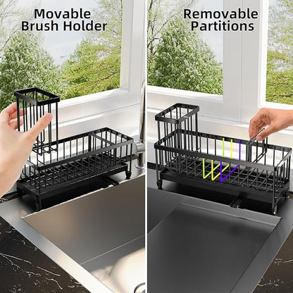Moforoco Extra Large Sponge Holder for Kitchen Sink Organizer Caddy, Dish Brush Scrubber Holder,Stainless Steel Sink Box Utensil Holder,Soap Dispenser Set Tray Counter Accessories & Storage Rack - Image 5