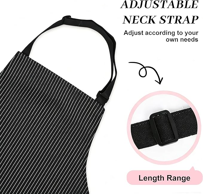 2Pack Adjustable Kitchen Apron for Women Men with 2 Pockets，Cotton-Polyester Blend Bib Aprons for Cooking,Baking - Image 5