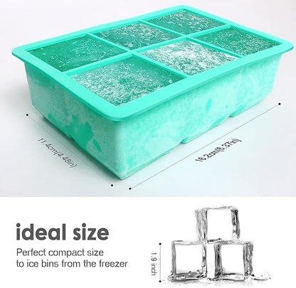 Excnorm Silicone Ice Cube Trays 3 Pack - Large Size Silicone Ice Cube Molds with Leak Proof Removable Lid Square Ice Cube Tray And BPA Free for Cocktail,Whiskey, Stackable Flexible Ice - Image 3
