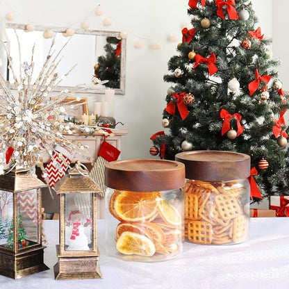 16 oz Glass Jars with Acacia Wood Airtight Lids Spice Jar Herb Storage Canister with Wooden Lid Clear Glass Food Jar for Sugar Pantry Tea Coffee Bean Spice Cookies (500ml/16oz-2pack) - Image 7