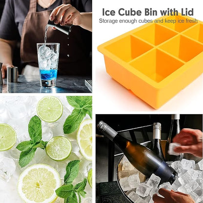 Excnorm Silicone Ice Cube Trays 3 Pack - Large Size Silicone Ice Cube Molds with Leak Proof Removable Lid Square Ice Cube Tray And BPA Free for Cocktail,Whiskey, Stackable Flexible Ice - Image 9