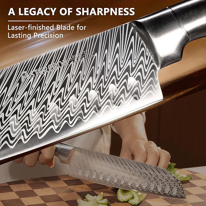 Knife Set, Astercook 21 Pieces Kitchen Knife Set with Built-in Sharpener, German Stainless Steel Knife Block Set, Razor-Sharp Knives with Full-tang Handle, Dishwasher Safe, Mothers Day Gifts - Image 5