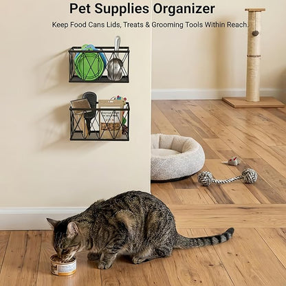 4 Pack Adhesive Cabinet Door Organizer, 2 Baskets + 2 Tumbler Lid Holders, Lid Organizer Inside Cabinet for Tupperware Pyrex Yeti Stanley, Pantry Door & Bathroom Wall Mounted Storage