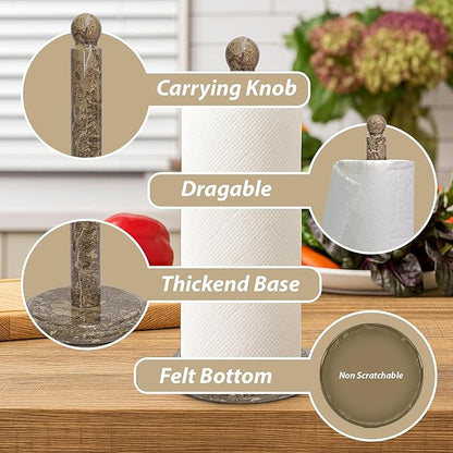Handmade Fossil Grey Marble Paper Towel Holder – Natural Stone Stand with Subtle Fossil Patterns – Luxury Countertop Decor for Kitchen & Bathroom – Elegant Gift Idea