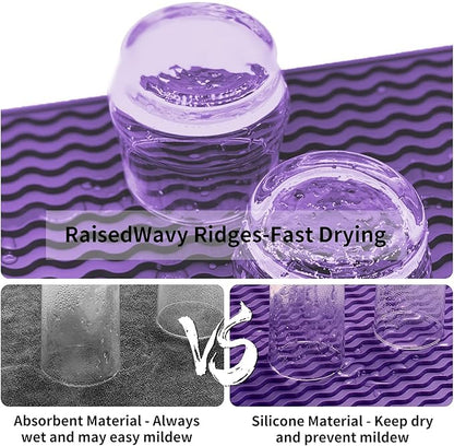 ZLR Silicone Sponge Holder & Sink Caddy Tray (6" x 12") - Narrow Dish Drying Mat for Kitchen Counter - Waterproof Soap Dispenser Organizer, Non-Slip Bathroom Vanity Tray (Meadow Violet) - Image 2