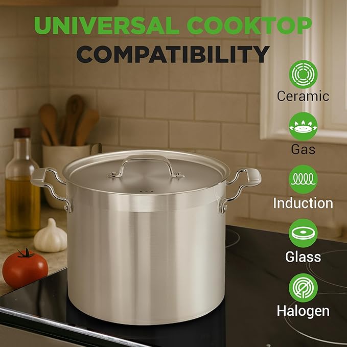 NutriChef 20 Quart Heavy-Duty Stockpot with Stainless Lid - Large Pot for Induction, Gas & Electric Cooktops, Perfect for Soups & Stews - Image 7