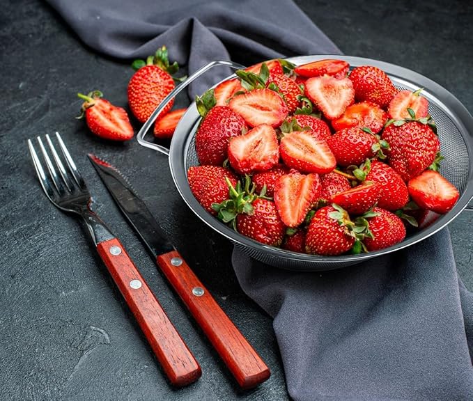 9" Large Extra Fine Mesh Strainer with Thermo Plastic Rubber Handle - Sieve Fine Mesh Stainless Steel - Ideal to Strain Pasta, Quinoa and Rice - Image 4