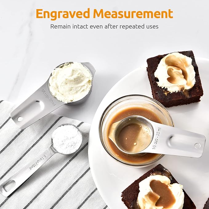 U-Taste Measuring Cups and Spoons Set of 15 : 7 Measuring Cups and 7 Measuring Spoons with 2 D-Rings and 1 Professional Magnetic Measurement Conversion Chart - Image 4