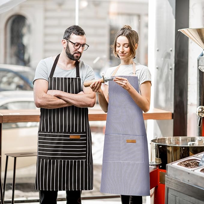 BeLuyi 2 Pack Adjustable Bib Apron with 2 Pockets Chef Cooking Kitchen Restaurant Aprons for Women Men - Image 5