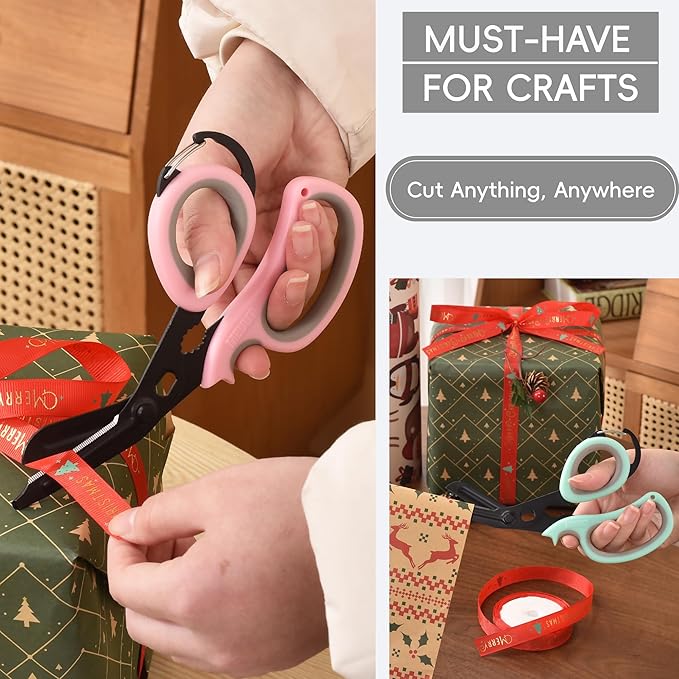 MEUUT 2 PCS All Purpose Scissor –7.5in Multi-Purpose Utility Scissors for Kitchen, Crafts, Camp, Emergency & Industrial Use Heavy Duty Stainless Steel with Micro-Serrated Blade for Left and Right Hand