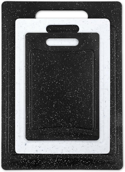 COOK WITH COLOR Non-Slip Cutting Board Set – Kitchen Essentials with Easy Grip Handle for Meat, Veggies, and Fruits, 3 Cutting Boards, Black/White - Image 7