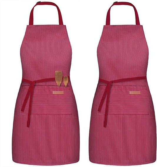 BeLuyi 2 Pack Adjustable Bib Apron with 2 Pockets Chef Cooking Kitchen Restaurant Aprons for Women Men by BELUYI