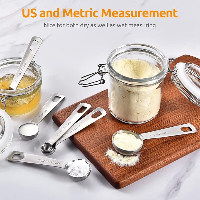 Measuring Spoons: U-Taste 18/8 Stainless Steel Measuring Spoons Set of 6 Piece: 1/8 tsp, 1/4 tsp, 1/2 tsp, 1 tsp, 1/2 tbsp & 1 tbsp Dry and Liquid Ingredients - Image 8