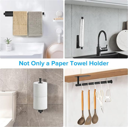 UREZORGEAR 2nd Gen Paper Towel Holder Under Cabinet No Drilling, [More Sturdy] Self Adhesive or Drilling Paper Towel Holder Wall Mount for Kitchen,RV [Fit Mega Paper Towel Roll] SUS304 Stainless Steel - Image 7
