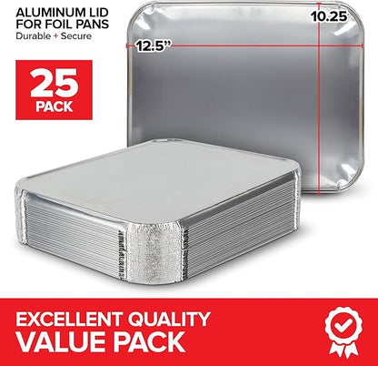 Stock Your Home 9x13 Disposable Baking Pan Covers (25 Pack) Heavy-Duty Aluminum Cake Pans Lids, Sturdy, Sealable Covers for Food Containers, Leak-Free + Safe Transport & Storage For Catering - Image 2