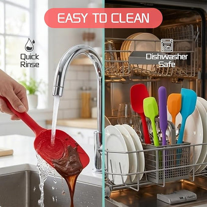 5 Pieces Silicone Spatula Set BPA Free Non Stick Rubber Spatula Heat Resistant Set Ideal for Baking Cooking Mixing Dishwasher Safe Kitchen Tools Multicolor - Image 3