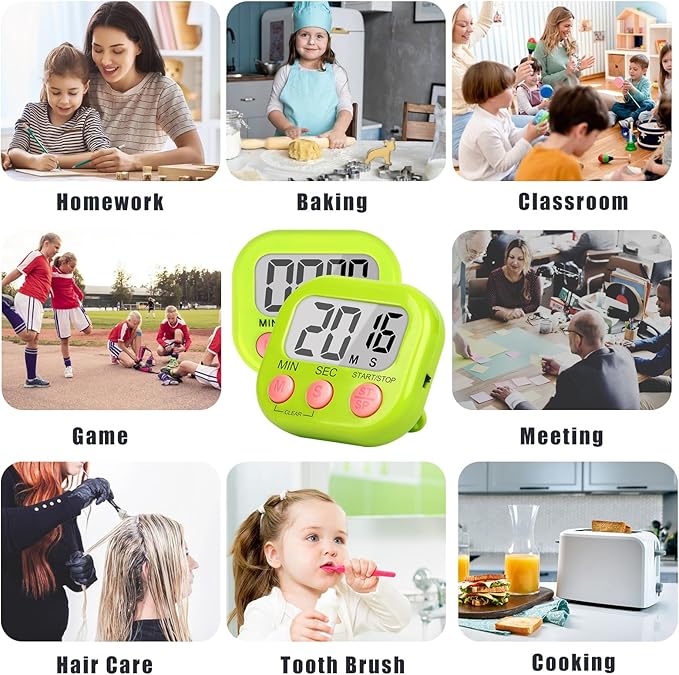ZILLEEN Classroom Timer for Kids Teachers 2 Pack Digital Tmers, Green - Image 5
