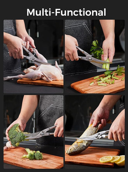 Full Steel Poultry Shears Heavy Duty, Professional Bone Cutting Scissors for Chicken, Meat, Turkey & Fish, Sharp & Durable Kitchen Shears, Dishwasher Safe - Image 7