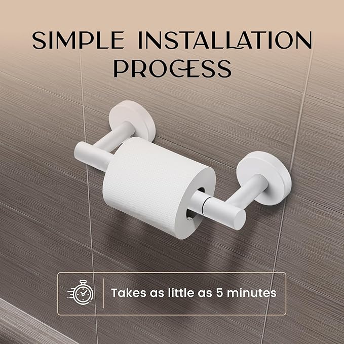 Day Moon™ - Toilet Paper Holder - Modern Roll Holder for Bathroom - 1 Pack - Wall Mount - Classic, White - Image 4