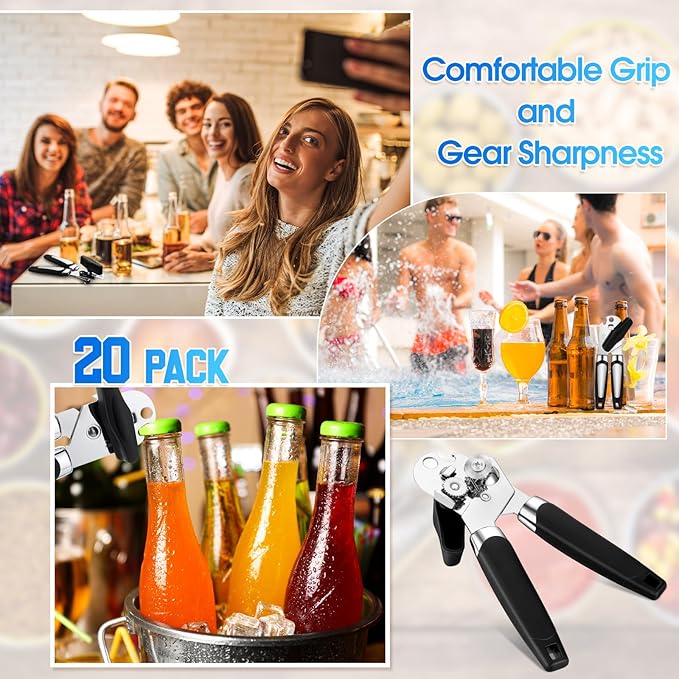 Gisafai 20 Pcs Manual Can Opener with Sharp Blade Smooth Edge Multifunctional Kitchen Gadget Handheld Openers Oversized Handheld Knob Can and Bottle Animals - Image 6