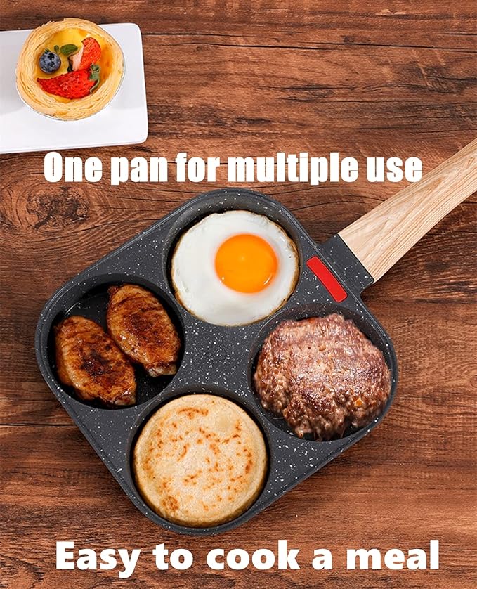 HUPECHAM 4-Cup Egg Pan Nonstick, and Granite Egg Frying Pan, Versatile Breakfast Skillet for Eggs, Pancakes, Plett, Crepes, Compatible with Gas Stove and Induction Cooktop - Image 7