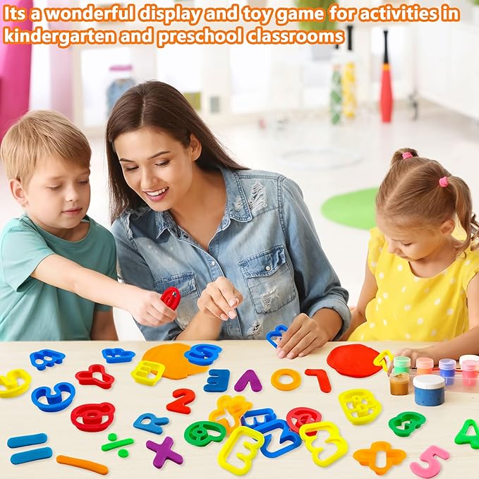 Dough Tool Set with Dough Alphabet Cutters,Numbers Cutters,Mathematical Symbols,Great Dough Tools for Learning Letters and Numbers - Image 6