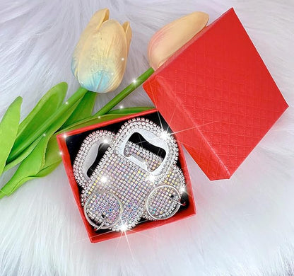 Bling Diamond Beer Opener Set - 2 Pcs Silver Crystal Bottle Opener with Glitter Sparkle for Bartenders, Home, Party, Bar & Wedding - Handcrafted for Both Women & Men