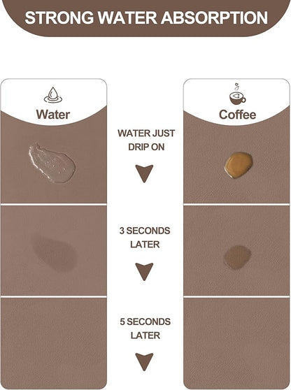 Dish Drying Mat for Kitchen Counter, 12"x19" Dish Drying Pad with Non-slip Rubber Backed, Hide Stain Anti Absorbent for Kitchen Counter, Drying Mat for Coffee Machine Dish Rack (Brown) - Image 2