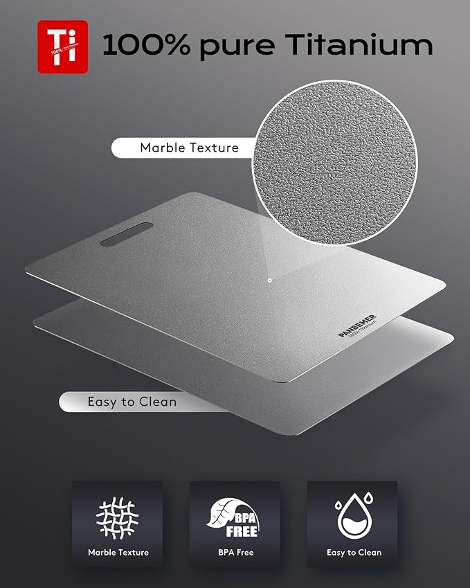 Titanium Cutting Board, Food Grade 100% Pure Titanium Cutting Boards for Kitchen, Non-Toxic Double-Sided Chopping Board, Dishwasher Safe, Easy to Clean – 12 x 9 Inch - Image 3
