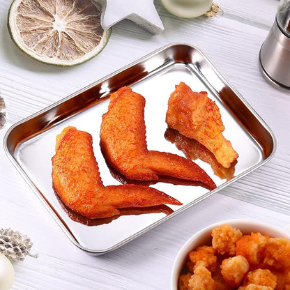 Mimorou 12 Pcs Baking Sheet Stainless Steel Cookie Small Metal Sheet Pans Professional Rectangle Oven Trays Kitchen Baking Cooking Oven and Toaster, Dishwasher Safe