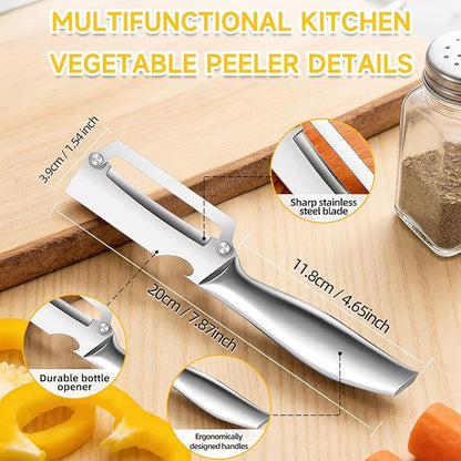 2-in-1 Multifunctional Vegetable Peeler for Kitchen, Heavy Duty Stainless Steel Blade with Wide Arc-Shaped Edge, Premium Fruit and Vegetable Peeler for Butternut Squash Pumpkin Pineapple Sugarcane - Image 2
