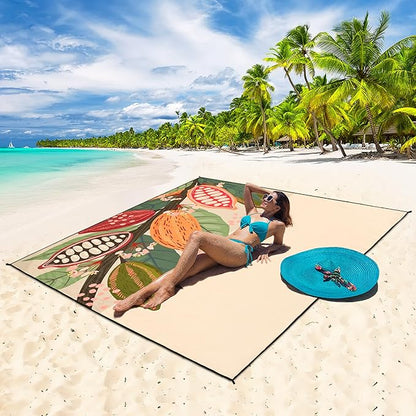 HIHOHO Beach Blanket Waterproof Sandproof Extra Large Beach Mat 79" X 83"/120"x108"for 1-8 Adults Quick Drying Durable Outdoor Picnic Mat for Beach Travel Camping Hiking