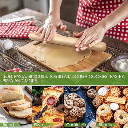 LorisArm 11.5-inch Wooden Rolling Pin for Baking, French Wood Rolling Pin Wood Kitchen Dough Roller for Fondant, Pizza, Pie, Cookie and Pastry - Image 3